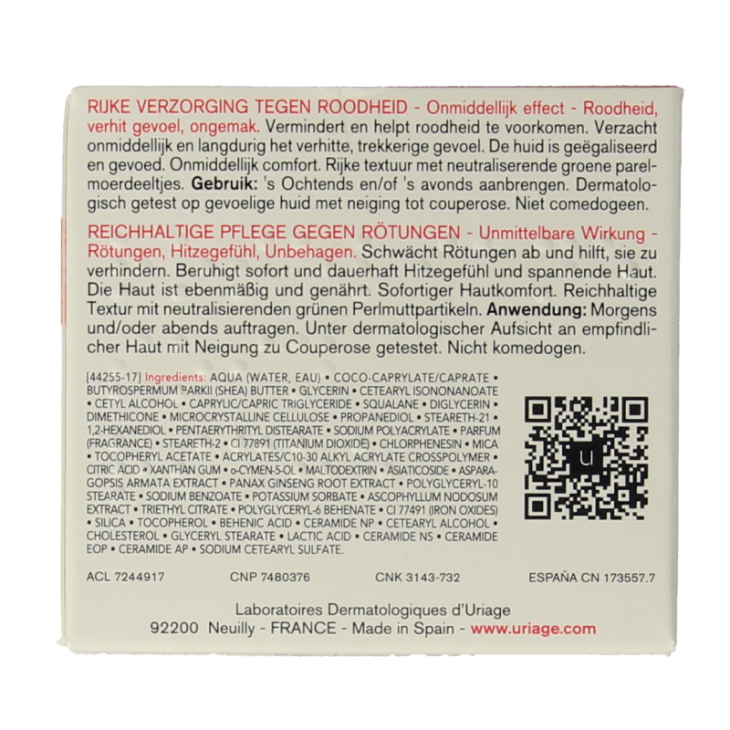 Uriage Roseliane rijke creme anti rouge 40 Milliliter