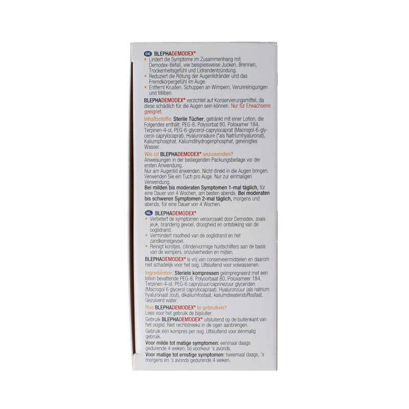 Diversen Blephademodex reinigingstissues 30 Stuks