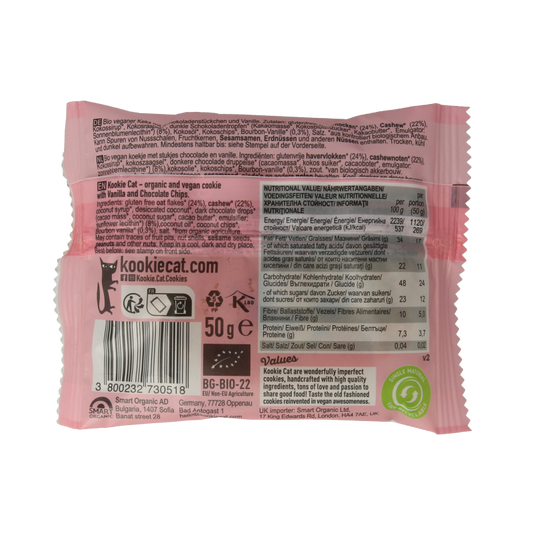 Kookie Cat Vanilla chocolate chip bio 50 Gram