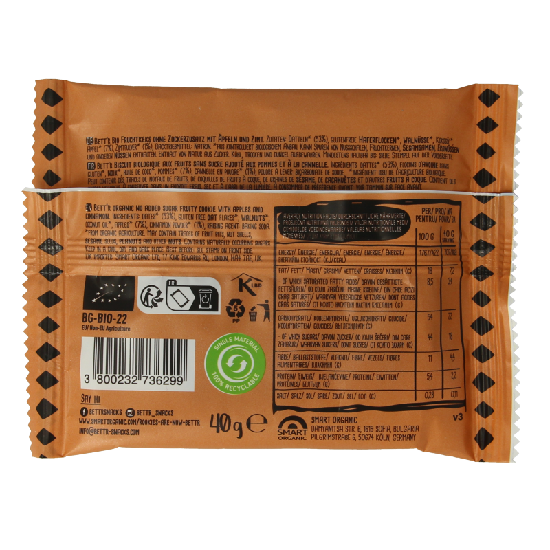 Rookies Cookie apple & cinnamon glutenvrij bio 40 Gram