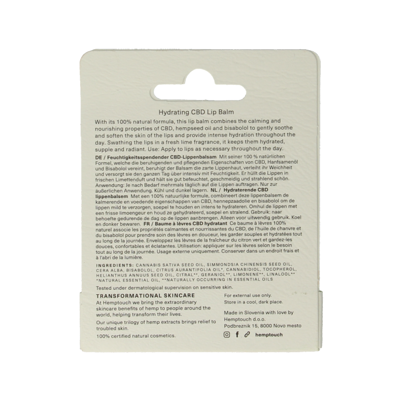 Hemptouch Hydrating lip balm 4.5 Milliliter