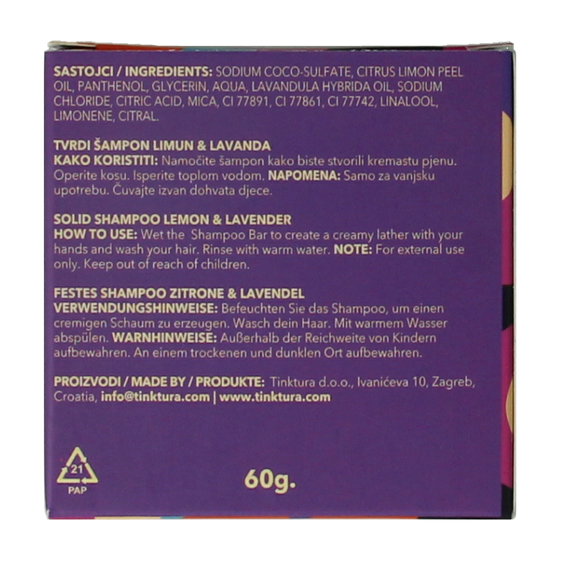 Tinktura Shampoo bar lemon/lavender 1 Stuks