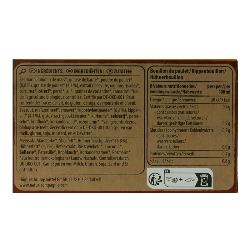 Natur Compagnie Kippenbouillon 8 blokjes bio 88 Gram