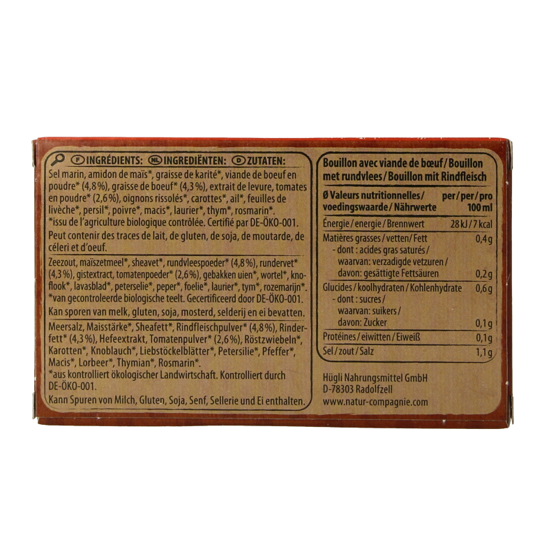 Natur Compagnie Rundvleesbouillon blokjes bio 8 Stuks