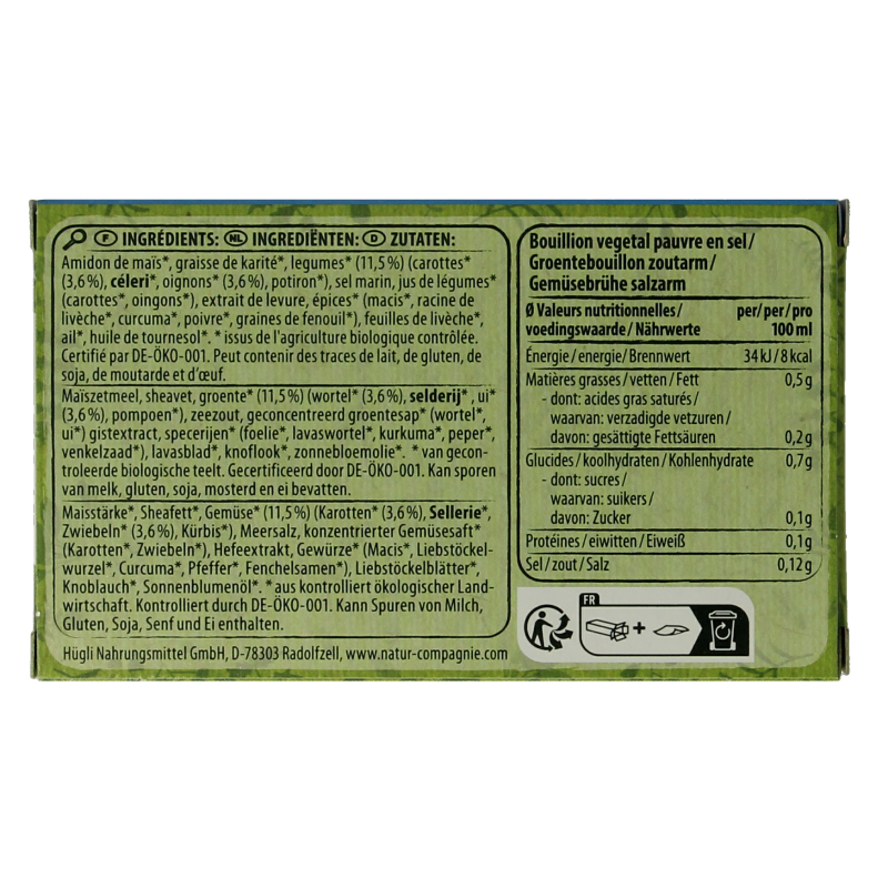 Natur Compagnie Groentebouillon zonder zout bio 68 Gram
