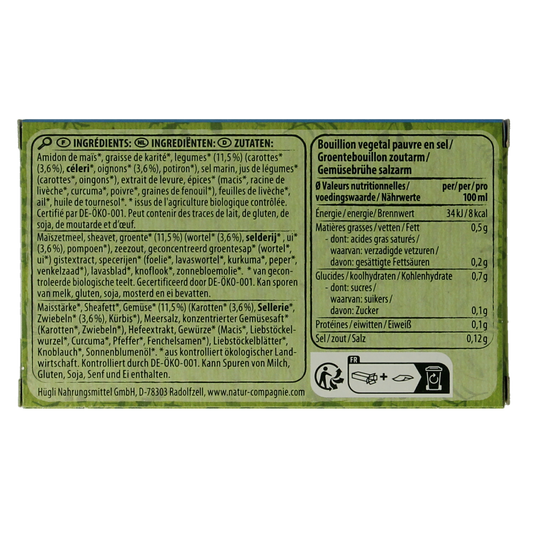 Natur Compagnie Groentebouillon zonder zout bio 68.00 Gram