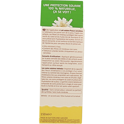 Weleda Edelweiss zonnelotion gevoelige huid SPF30 150 Milliliter