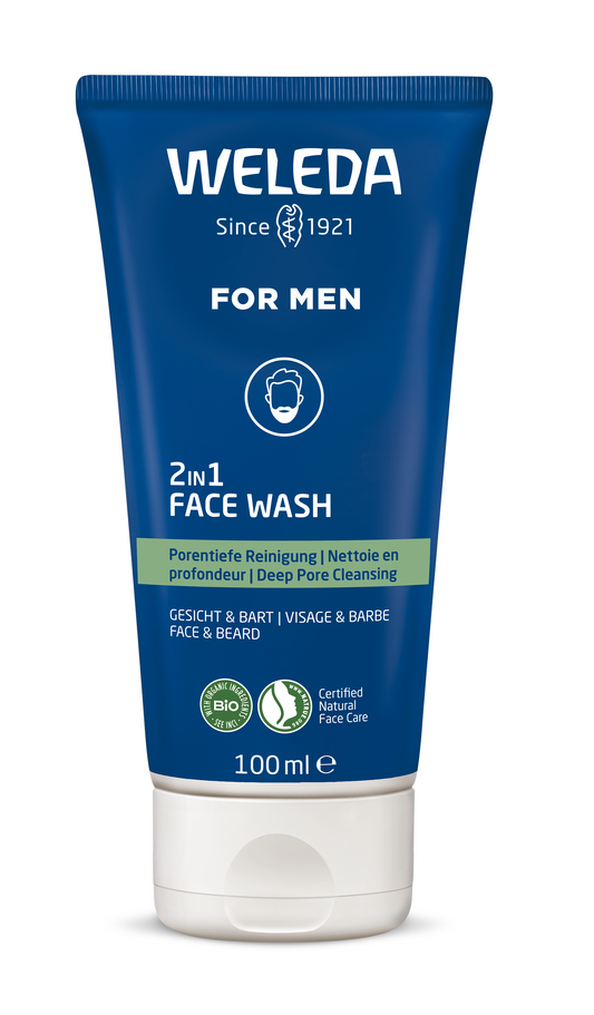 Weleda Men 2 in1 reinigingsgel gezicht en baard 100.00 Milliliter