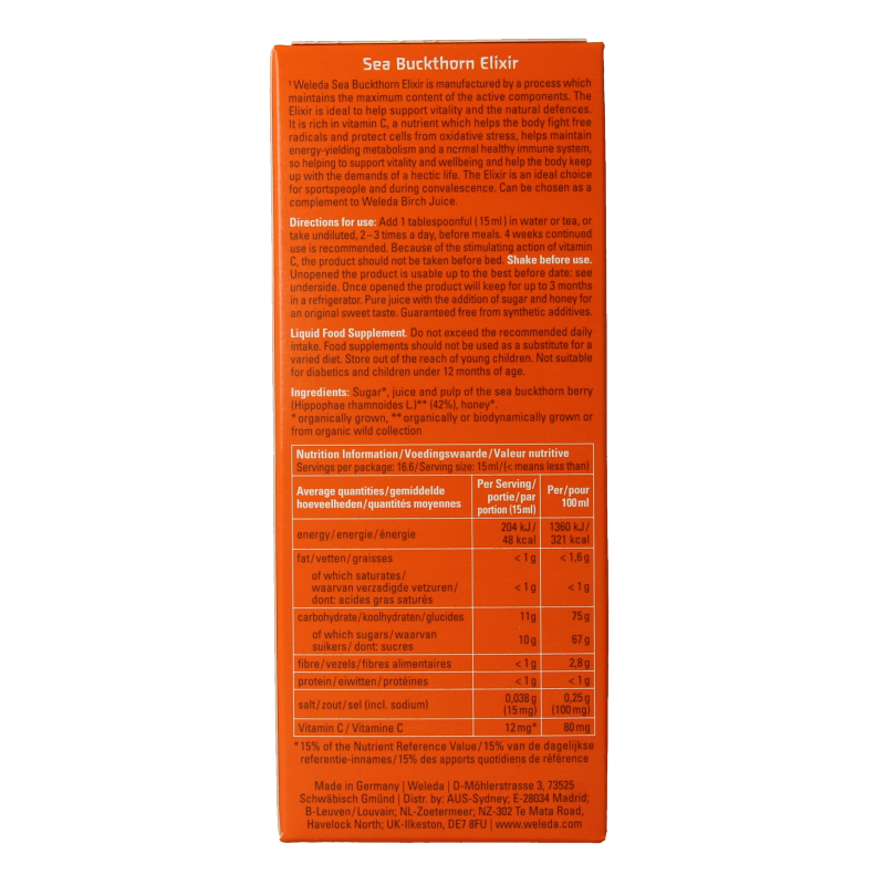 Weleda Duindoorn elixer bio 200 Milliliter
