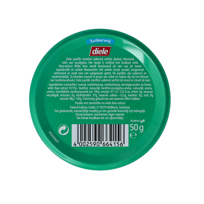 Diele Menthol suikervrij 50.00 Gram
