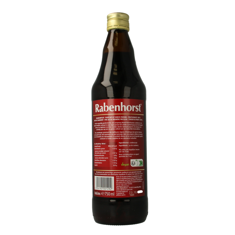 Rabenhorst Cranberrysap puur bio 750 Milliliter