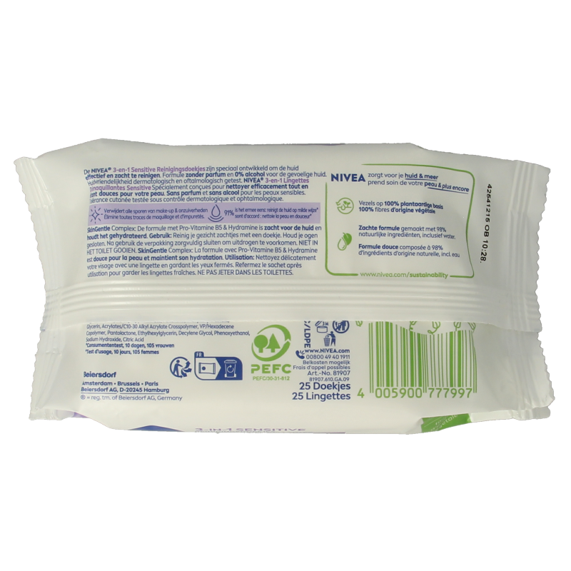 Nivea Sensitive reinigingsdoekjes 25 Stuks