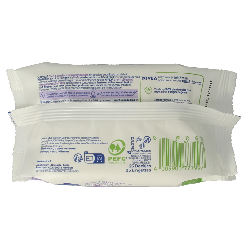 Nivea Sensitive reinigingsdoekjes 25 Stuks