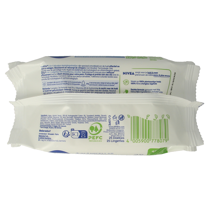Nivea 3-in-1 verzorgende micellair reindoek 25 Stuks