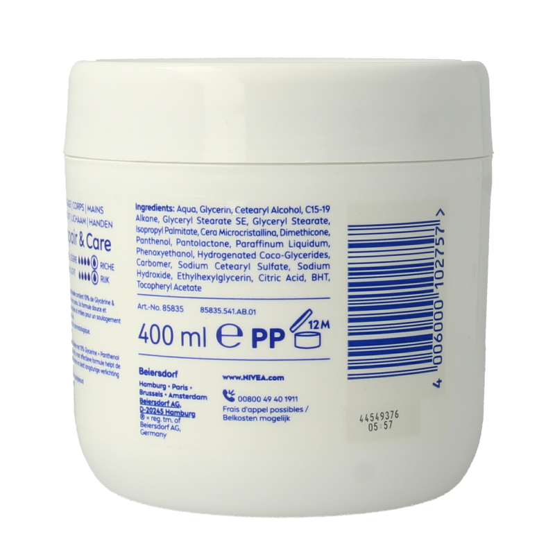 Nivea Repair & care bodycreme fragrance free sensitive 400 Milliliter