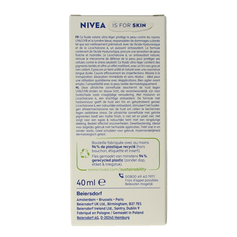 Nivea Sun face daily fluid SPF50 tint medium 40 Milliliter