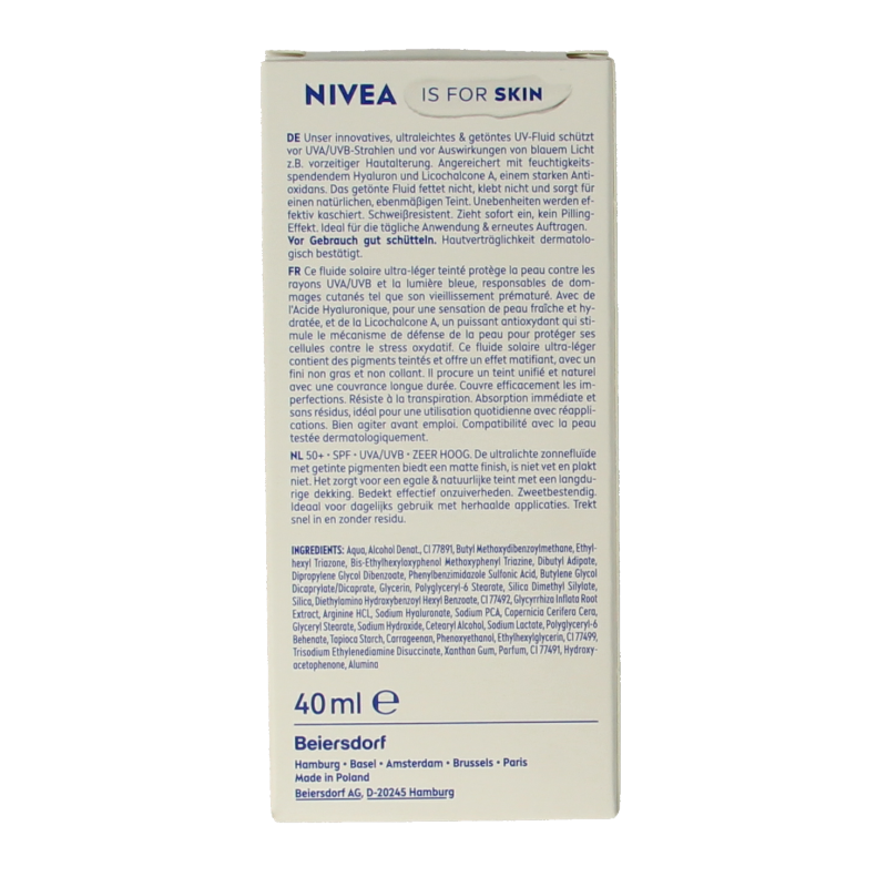 Nivea Sun face daily fluid SPF50 tint light 40 Milliliter