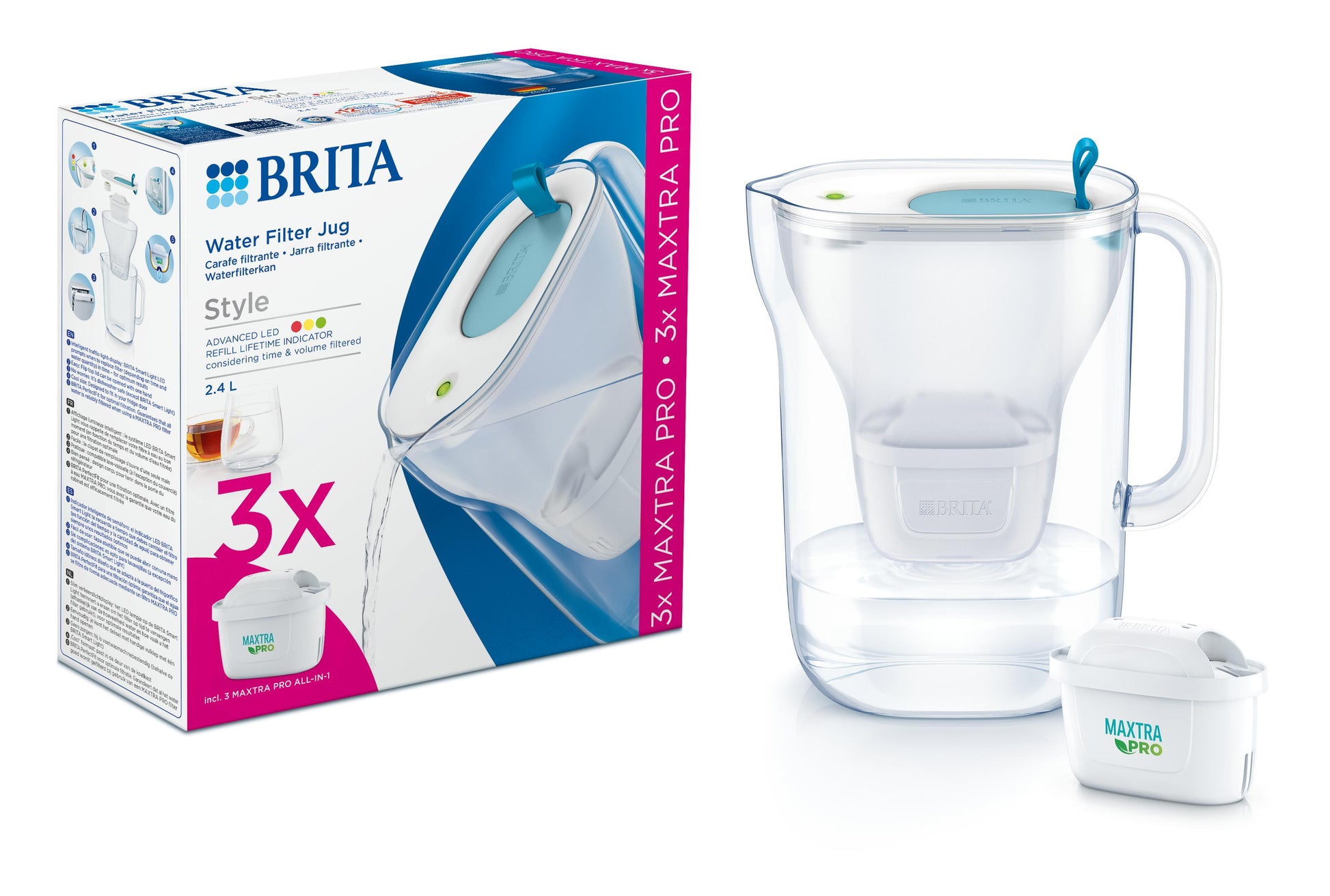 Brita Style cool blue + 3 maxtra pro all-in-1 1 Set