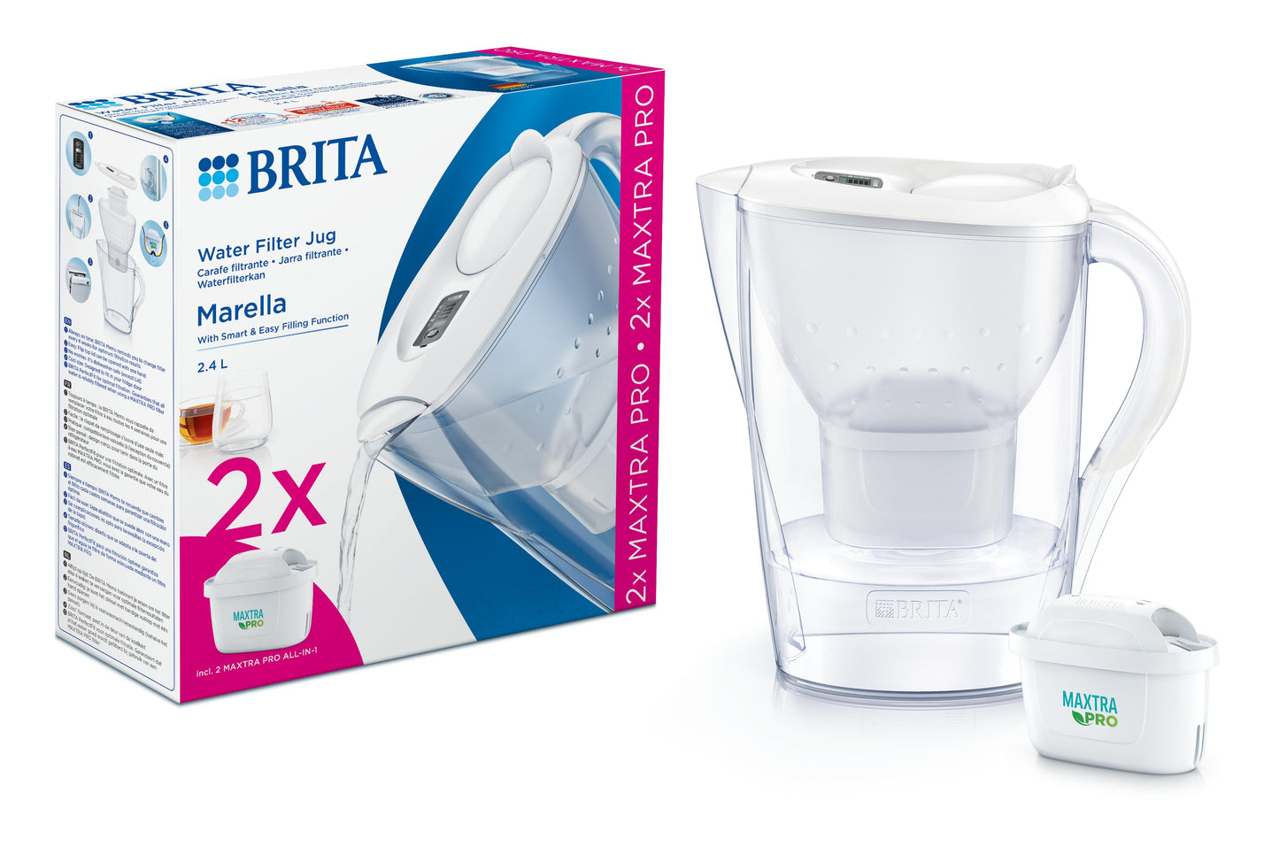 Brita Marella cool white + 2 maxtra pro all-in-1 1 Set