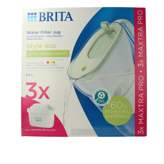 Brita Waterfilterbundel cool powder green + 3 filters 1 Stuks