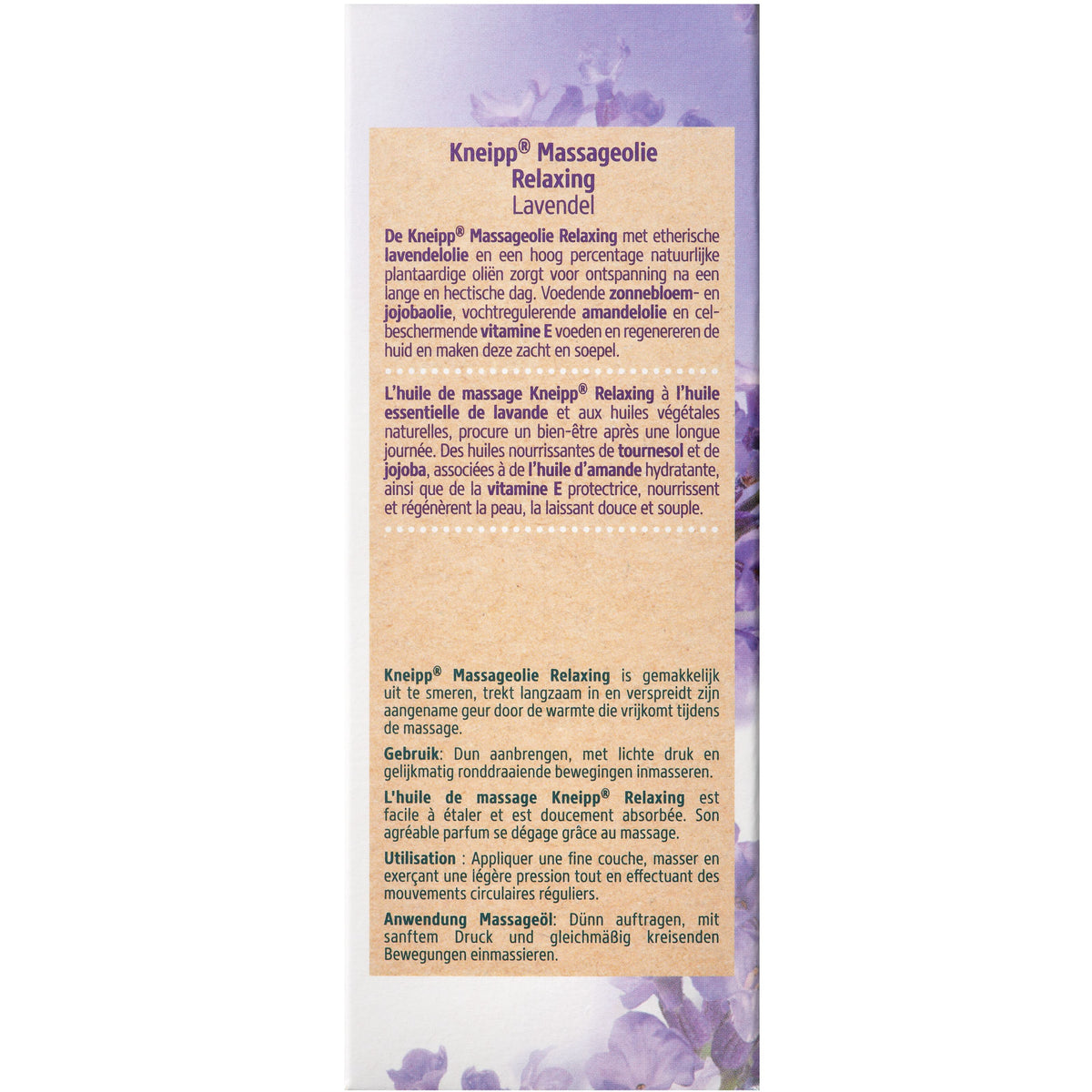 Kneipp Relaxing massageolie lavendel 100 Milliliter