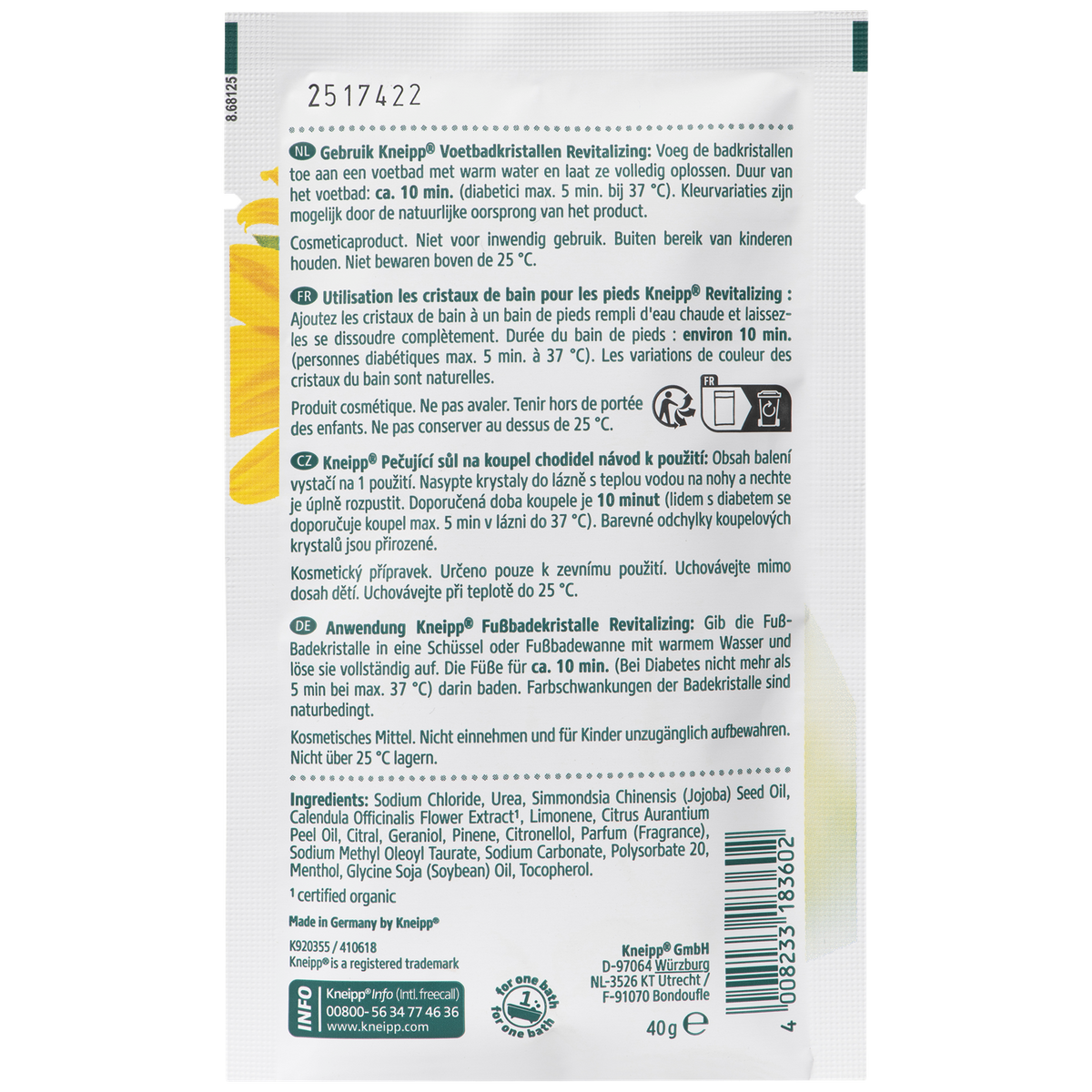 Kneipp Voetbadkristallen Revitalizing 40.00 Gram