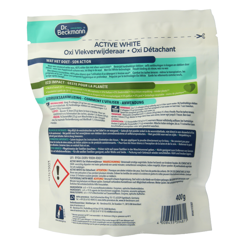 Dr.Beckmann Active white oxi vlekverwijderaar 400 Gram