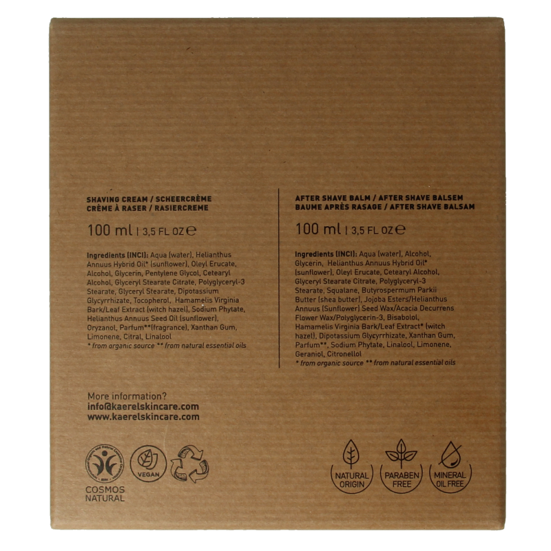 Kaerel Skin care shavingset scheercreme & aftershave 1 Set