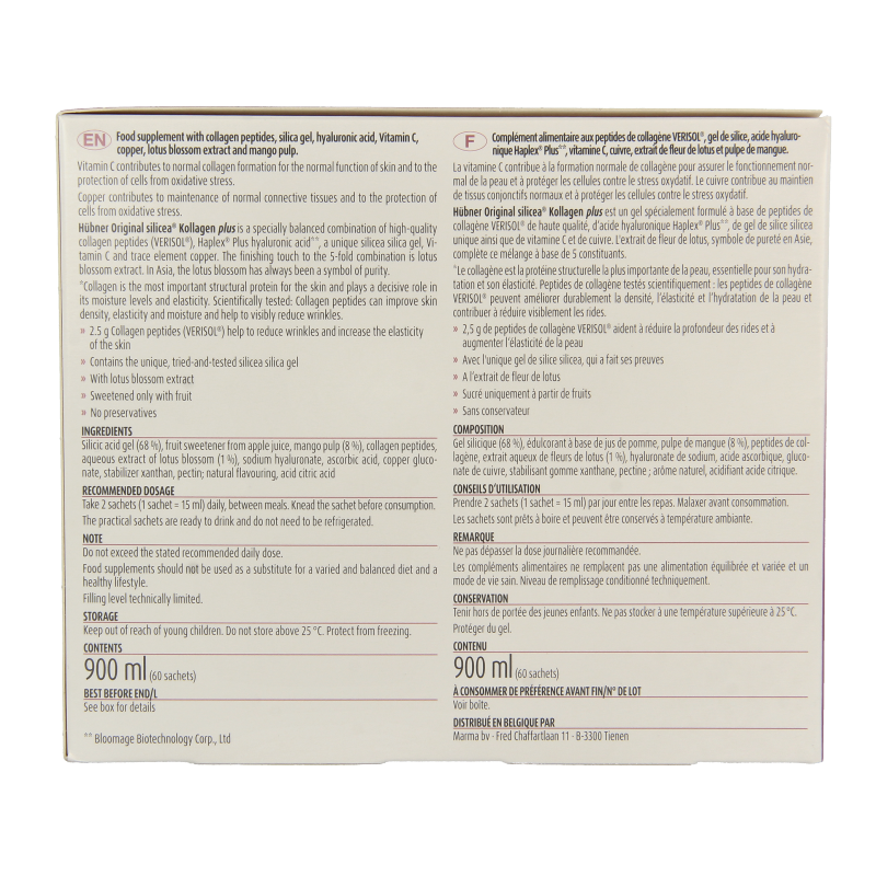 Hubner Original silicea kollagen plus collageen 60 Sachets