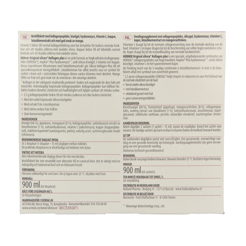 Hubner Original silicea kollagen plus collageen 60 Sachets