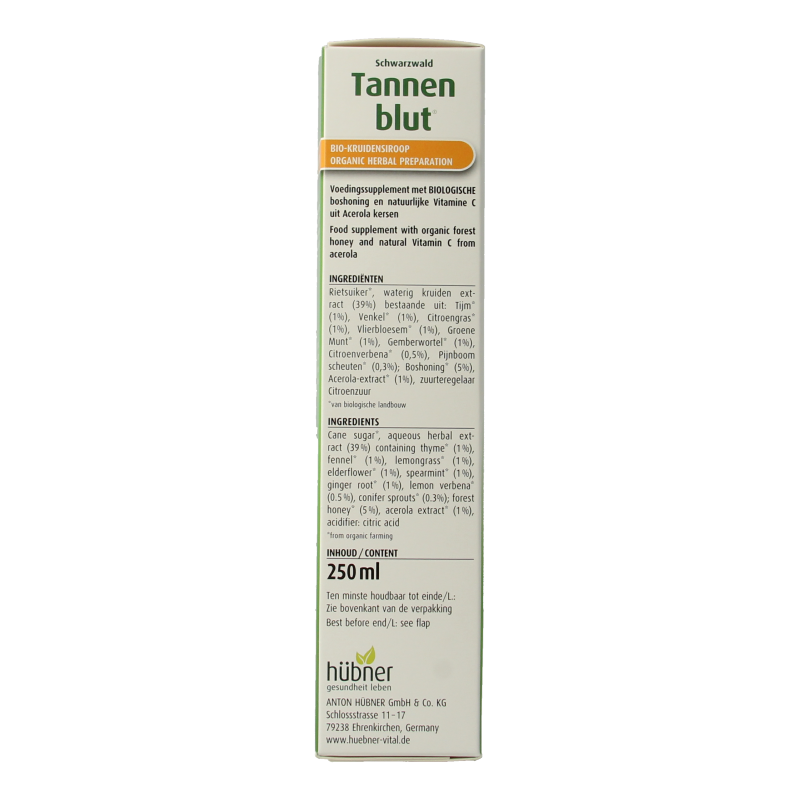 Hubner Tannenblut kruidensiroop bio 250 Milliliter