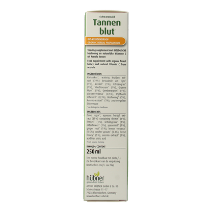 Hubner Tannenblut kruidensiroop bio 250.00 Milliliter
