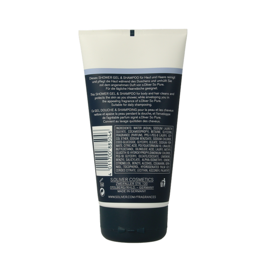 S Oliver So pure men showergel & shampoo 150 Milliliter