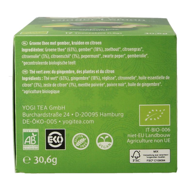 Yogi Tea Green tea ginger lemon bio 17 Zakjes