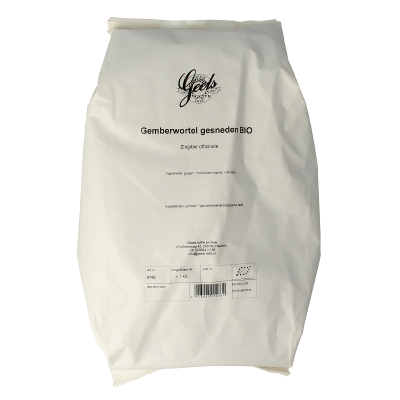 Geels Gemberwortel gesneden bio 1 Kilogram