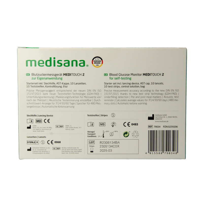 Medisana Meditouch 2 glucosemeter USB 1 Stuks