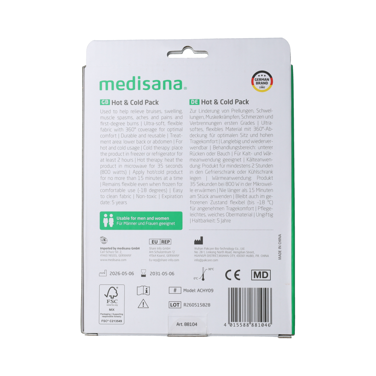 Medisana GP 104 - Hot & Cold Pack Rug 1.00 Stuks