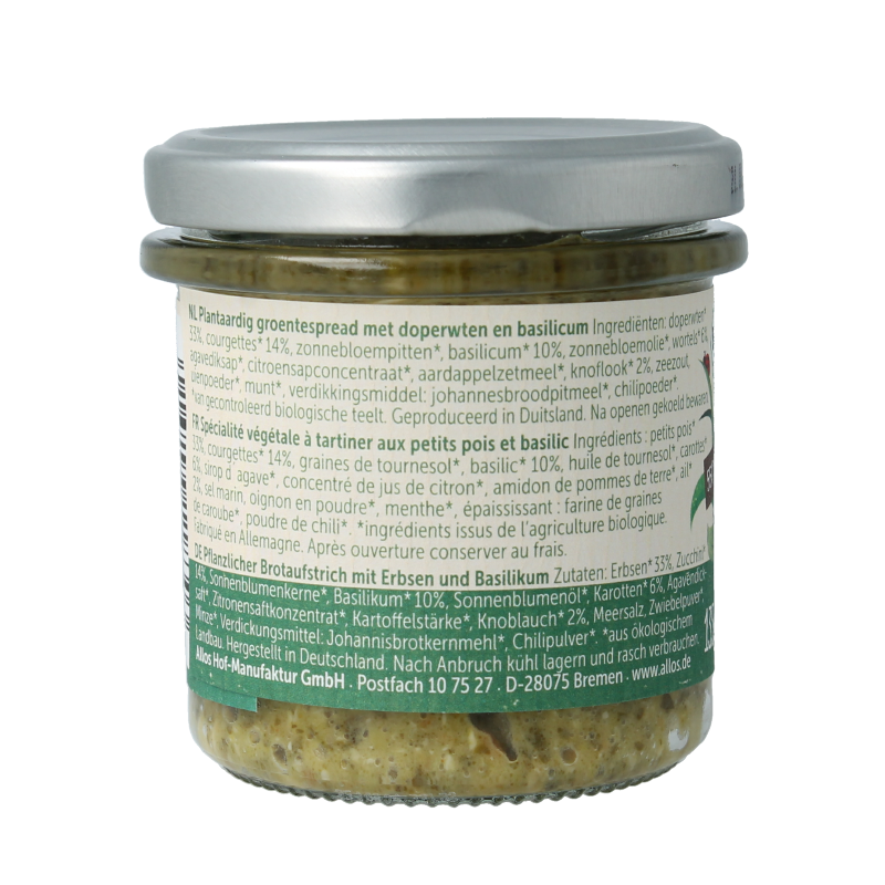 Allos Farm vegetables doperwten & basilicum bio 135 Gram