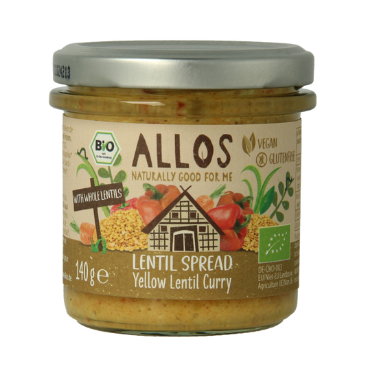 Allos Linzenspread gele curry bio 140 Gram