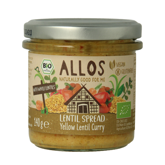Allos Linzenspread gele curry bio 140.00 Gram