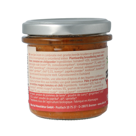 Allos Linzenspread rode chili bio 140 Gram