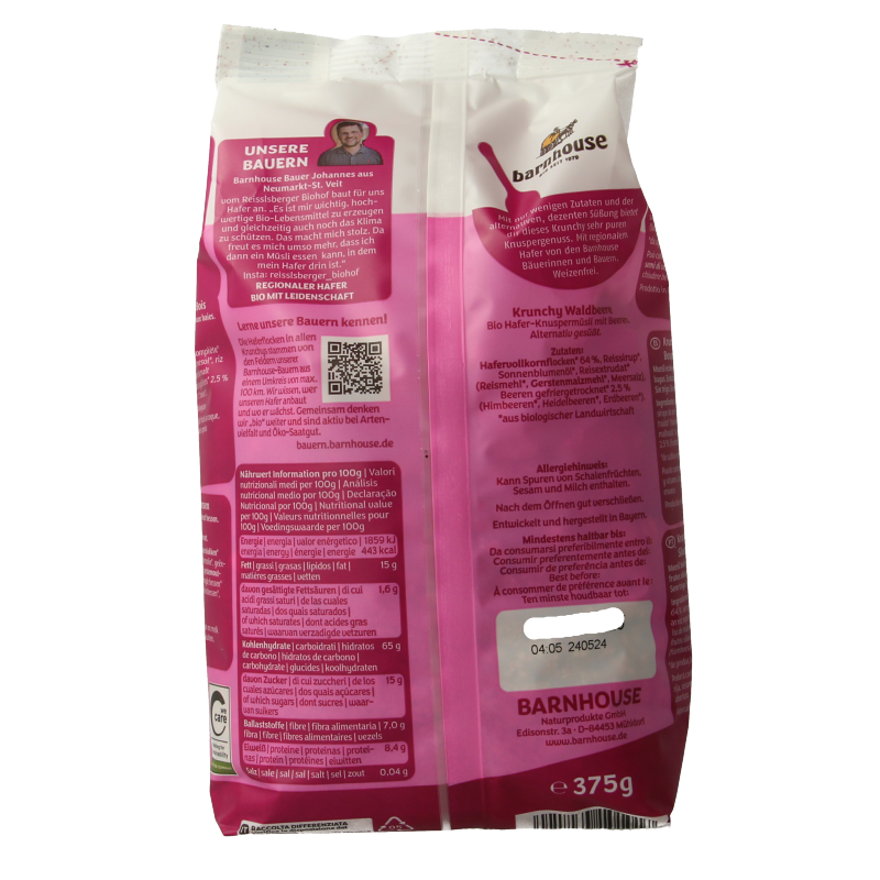 Barnhouse Krunchy pur bosbes bio 375 Gram