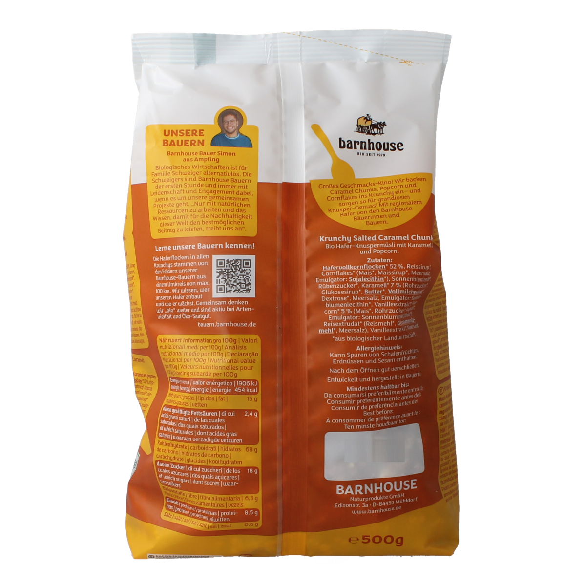 Barnhouse Granola haver karamel popcorn 500.00 Gram