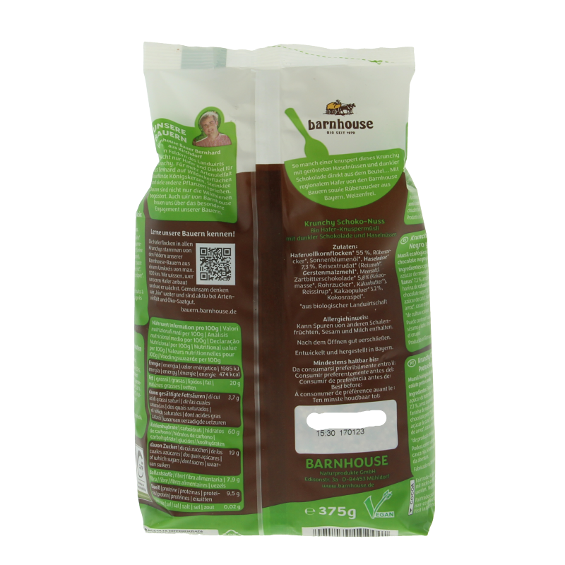 Barnhouse Krunchy choco noten bio 375 Gram