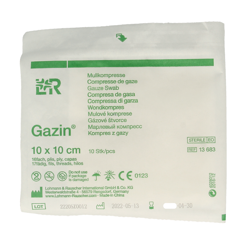 Gazin Gaaskompressen 10 x 10cm steriel 10 Stuks