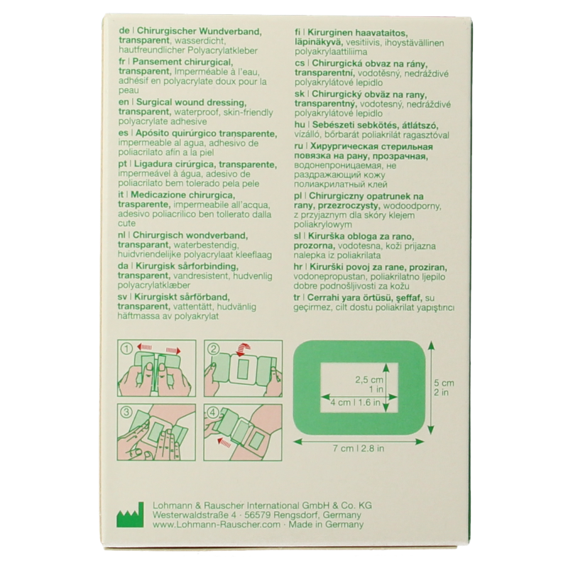 Curapor Transparant 7 x 5cm steriel 5 Stuks