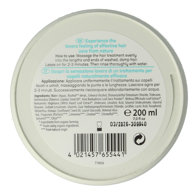 Lavera Basis sensitiv hair treatment moisture & care 200 Milliliter