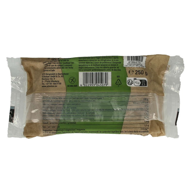 Schnitzer Sesambrood glutenvrij bio 250 Gram