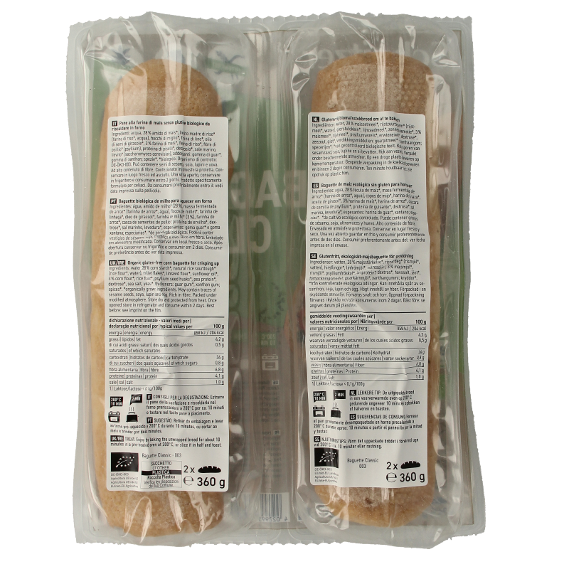 Schnitzer Baguette classic glutenvrij bio 360 Gram
