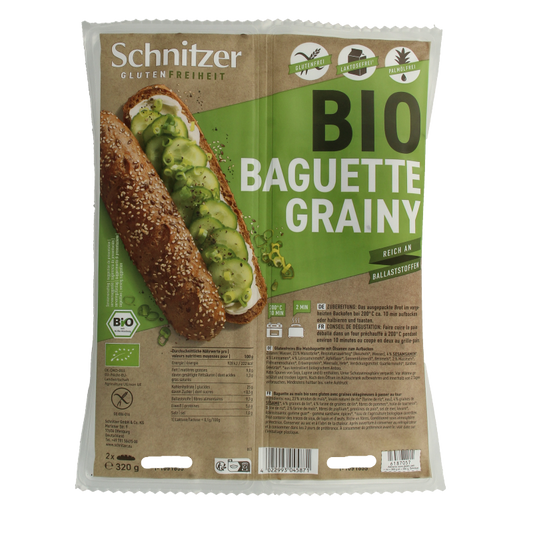 Schnitzer Baguette grainy glutenvrij bio 2 Stuks